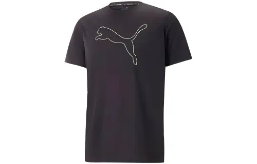 PUMA ESS T Shirts Men's Black Crew Neck Moderate Straight Fit