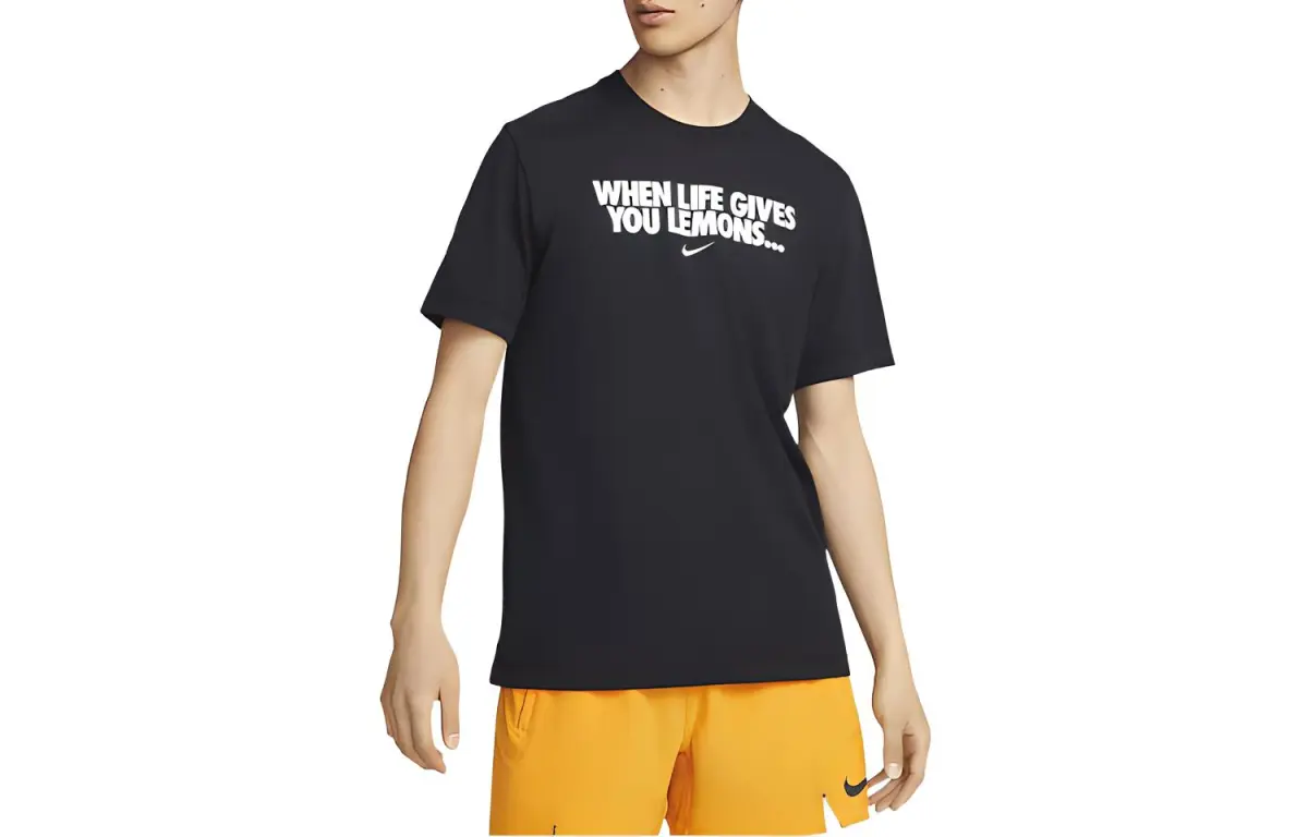 Nike T-Shirts Men's Black Crew Neck Moderate Straight Fit