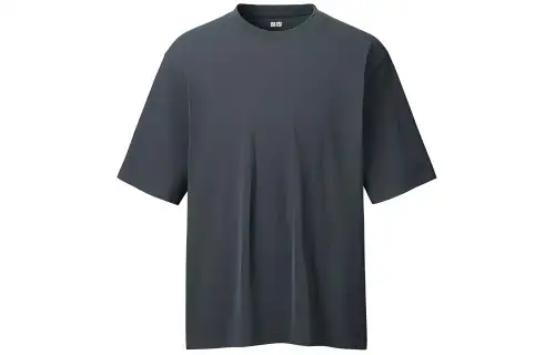 UNIQLO U Collection T Shirts Men's Dark Gray Crew Neck Moderate Straight Fit