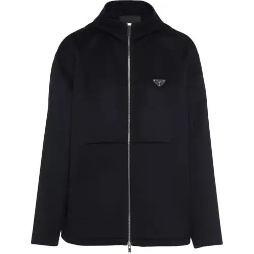 triangle-logo zip-up hoodie