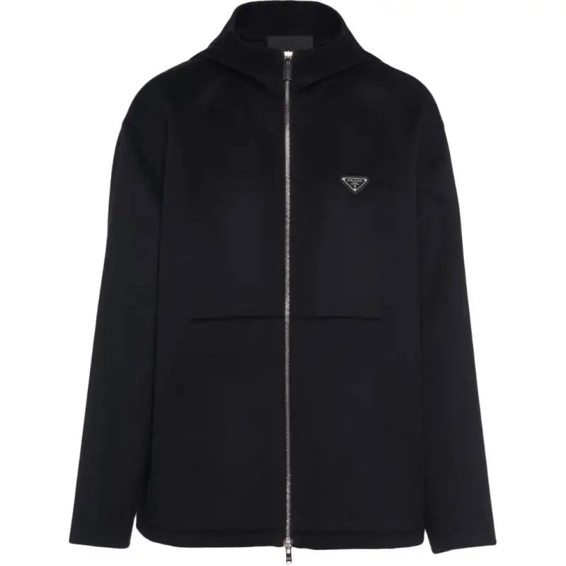 triangle-logo zip-up hoodie