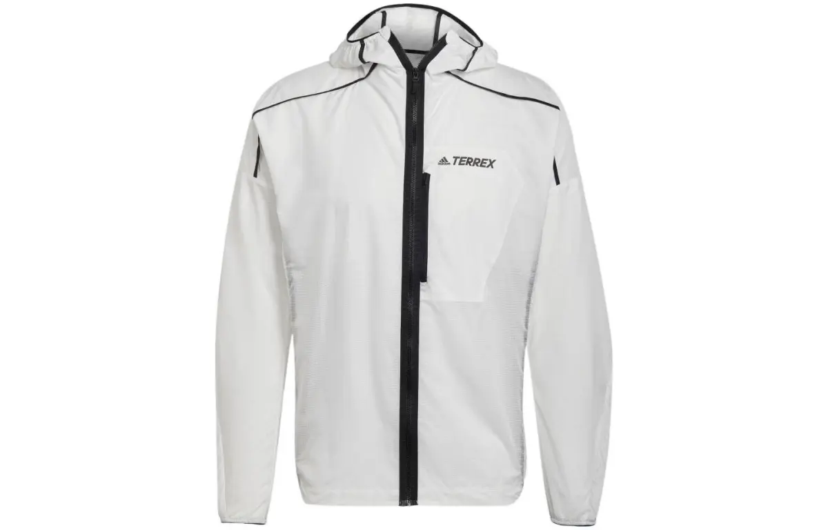 Adidas Jackets Men's White Hooded (Non-detachable) Moderate Straight Fit
