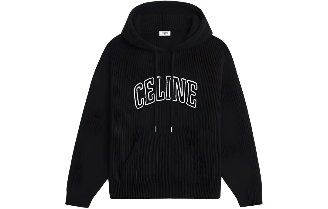CELINE Hooded Sweater In Ribbed Wool