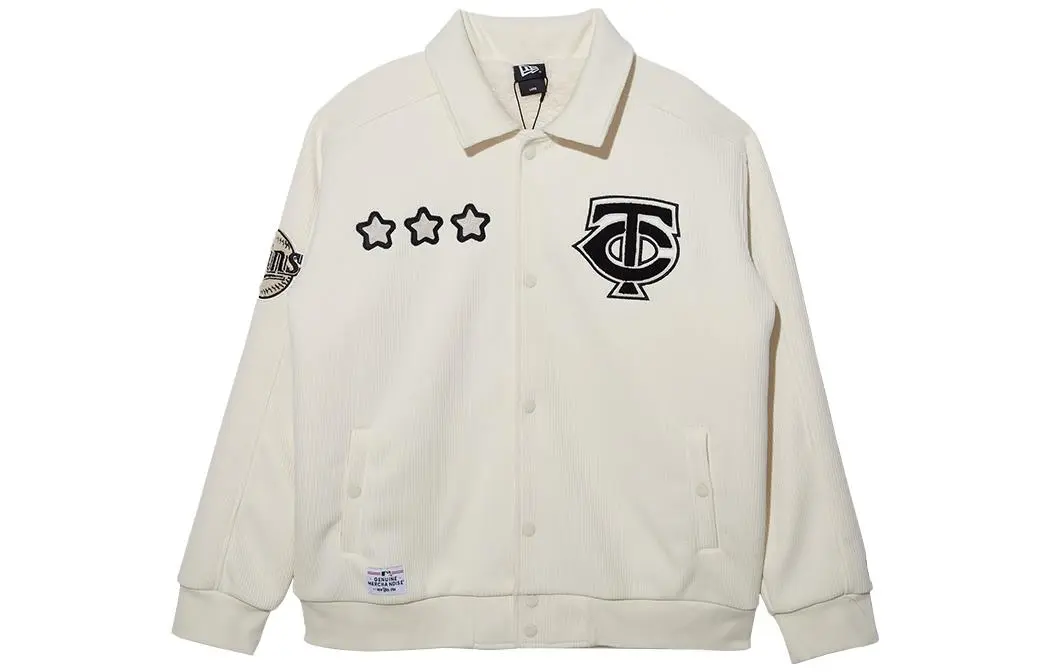 New Era Print Zipper Lapel Fleece Lined Long Sleeved Jacket Men's