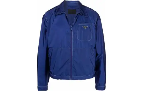 PRADA Jackets Men's Blue Lapel Moderate Other