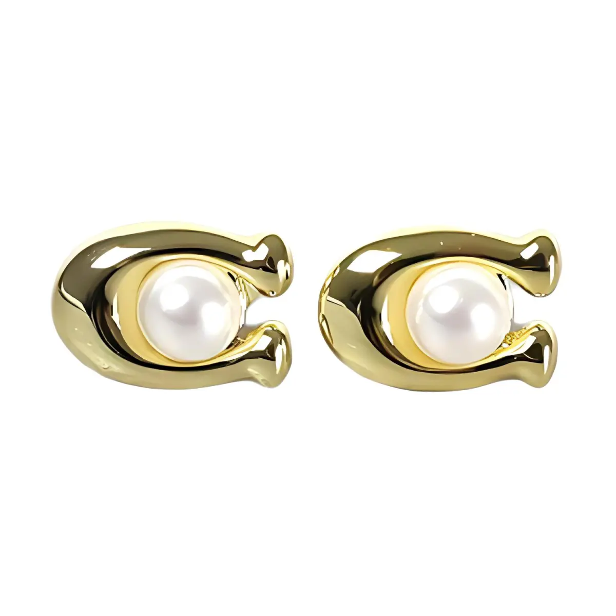 COACH Brass Stud Earrings Women's Gold