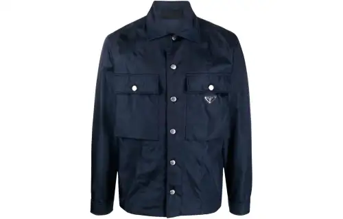 PRADA Jackets Men's Marine Blue Lapel Moderate Other