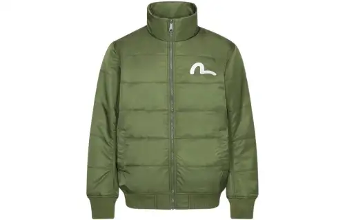 EVISU Jackets Men's Green Stand Collar Moderate Other