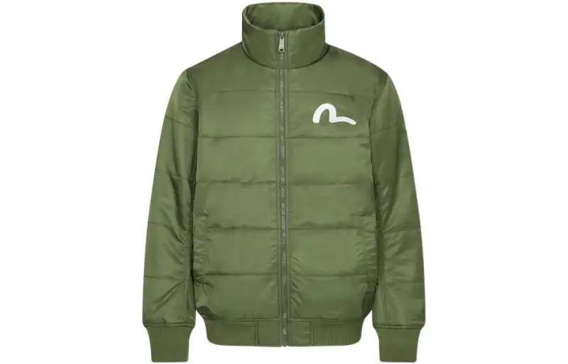 EVISU Jackets Men's Green Stand Collar Moderate Other
