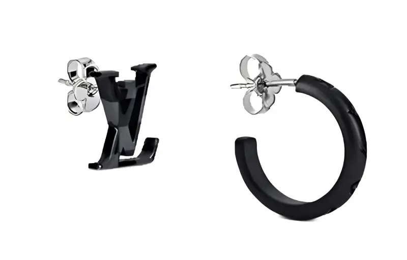 LOUIS VUITTON Lv Earrings Damier Graphite