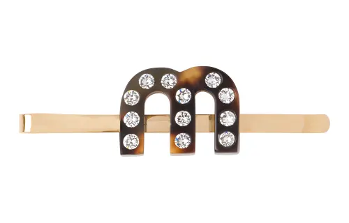 MIU MIU Hair Clip Women's Gold/Tortoiseshell