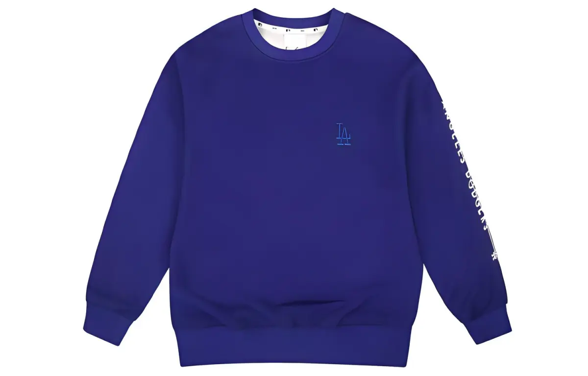 MLB Tag Less Fleece Lined Pullover Cleanfit American Casual Versatile Sweatshirt Men's Royal Blue