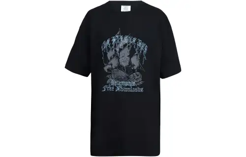 Vetements T Shirts Men's Black Crew Neck Moderate Straight Fit