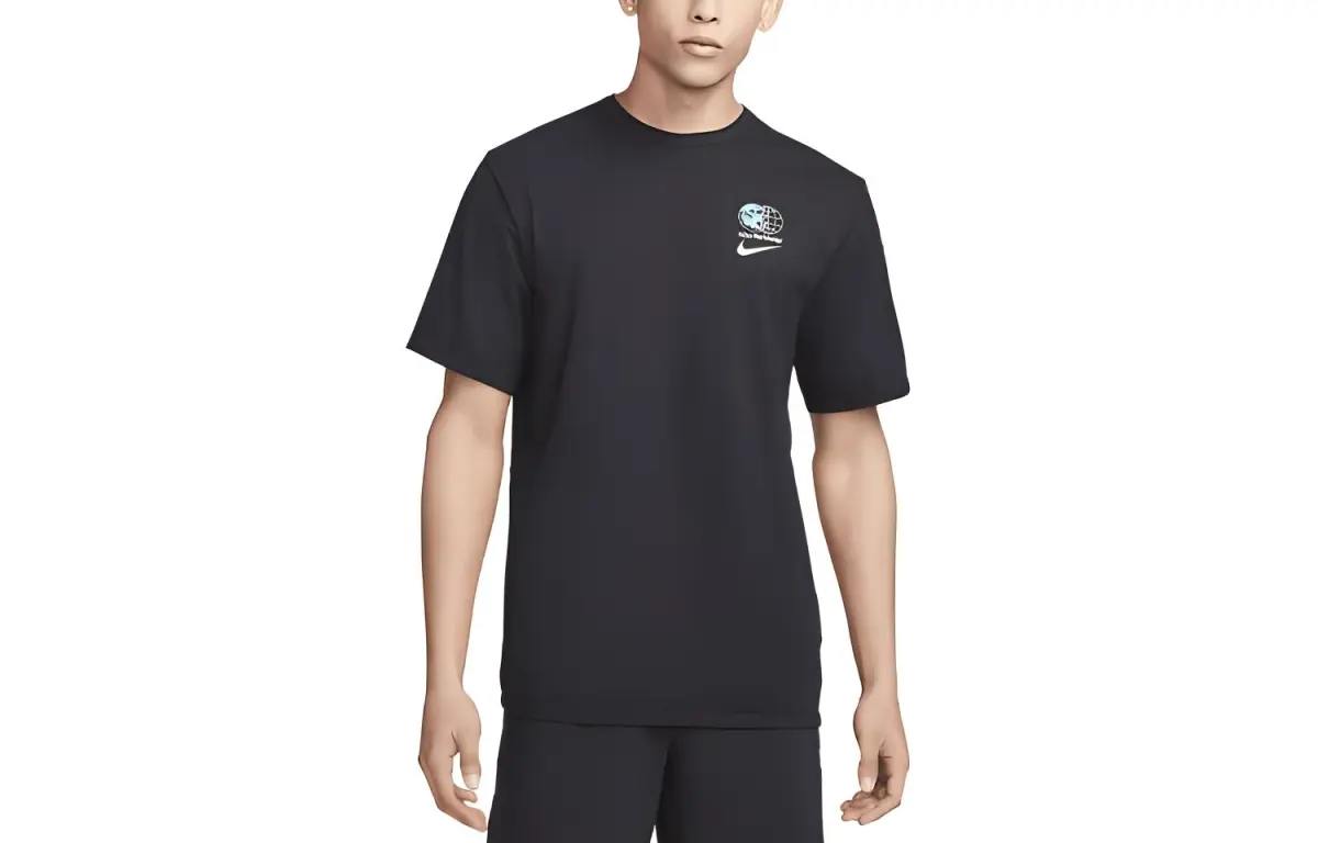 Nike T-Shirts Men's Black Crew Neck Moderate Straight Fit