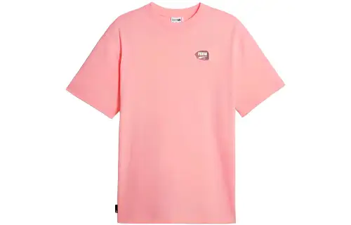 PUMA Downtown T Shirts Men's Pink Crew Neck Moderate Straight Fit