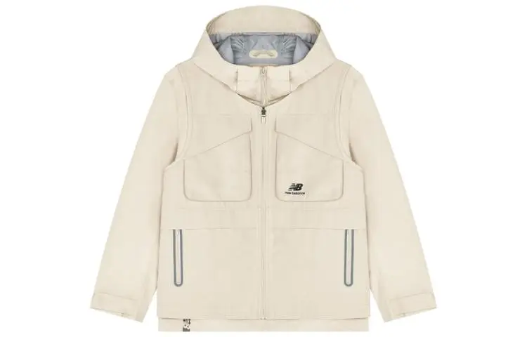 New Balance Jackets Unisex Beige Stand Collar Moderate Straight Fit