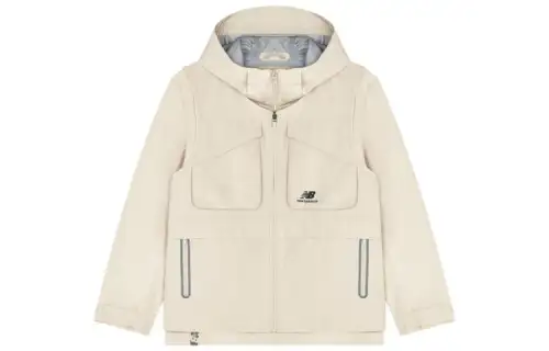 New Balance Jackets Unisex Beige Stand Collar Moderate Straight Fit