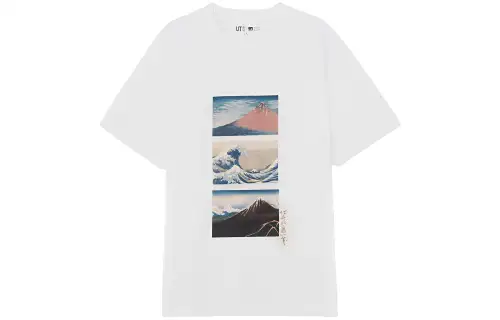 UNIQLO/X T Shirts Men's White Crew Neck Moderate Straight Fit