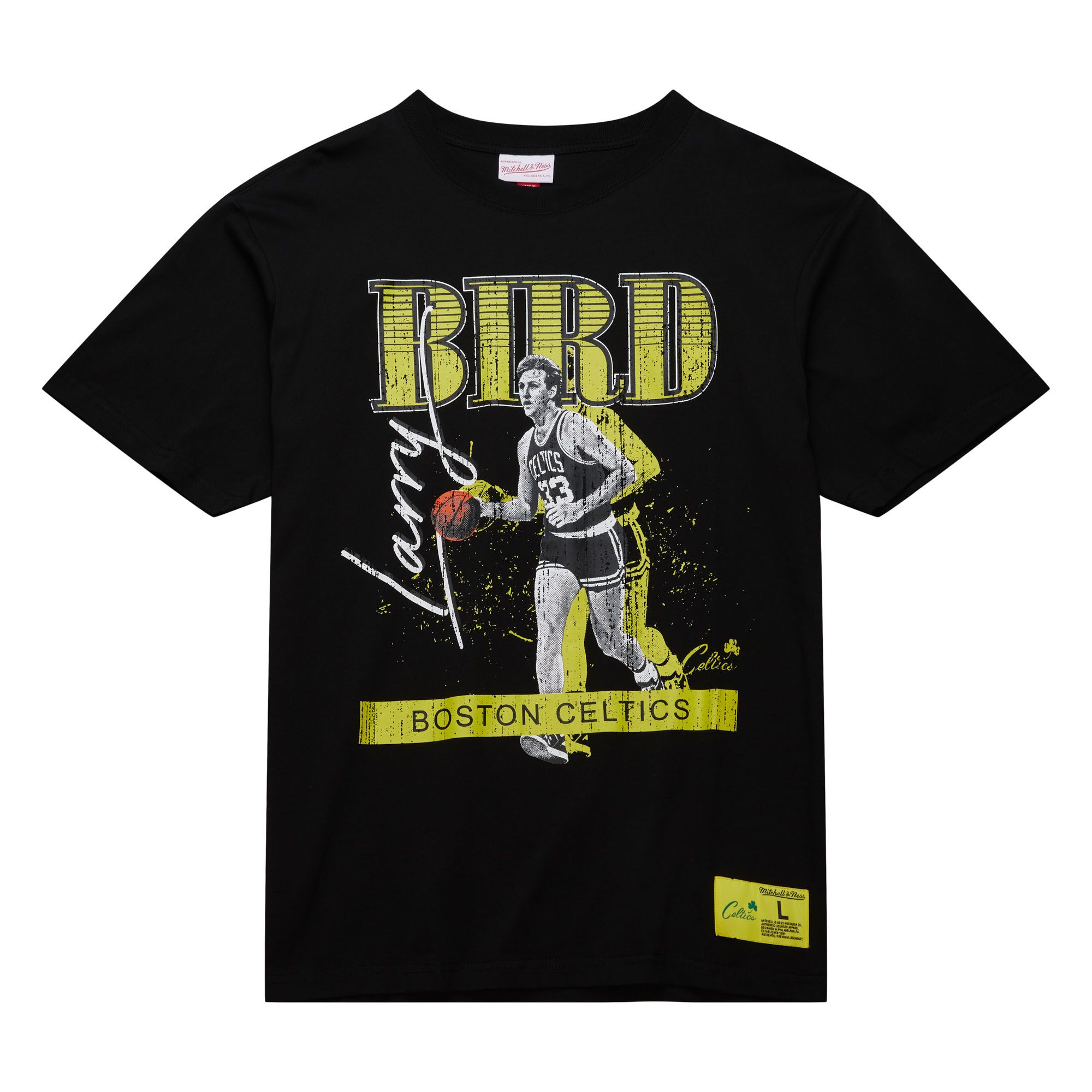 Mitchell & Ness Mitchell & Ness NBA Series SS24 Boston Celtics Larry Bird round neck pullover short-sleeved T-shirt, same style for men and women, black