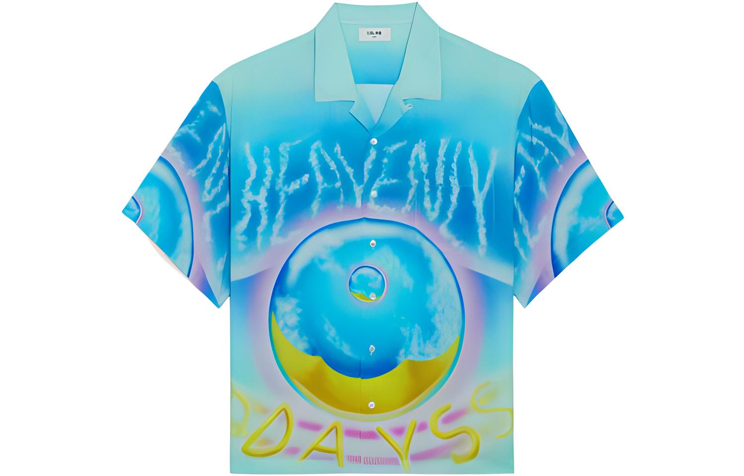 CELINE Celine SS22 artist abstract pattern printed Hawaiian short-sleeved shirt for men blue