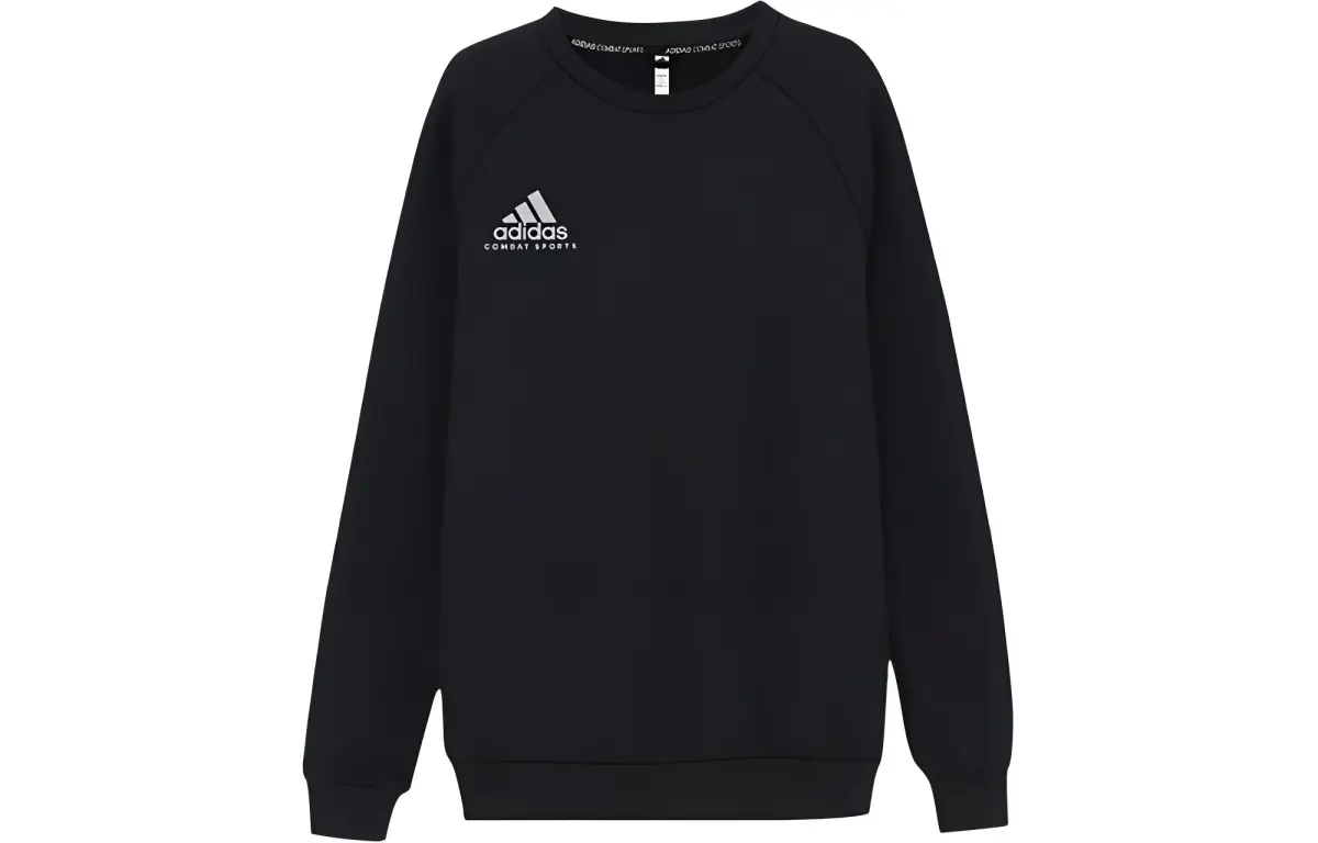 Adidas Sweatshirts Unisex Black With White Logo Crew Neck Moderate Other