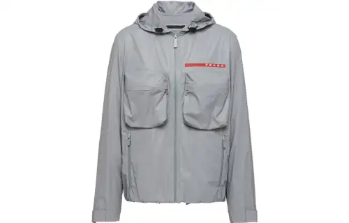 PRADA Jackets Men's Silver Hooded Thin Other