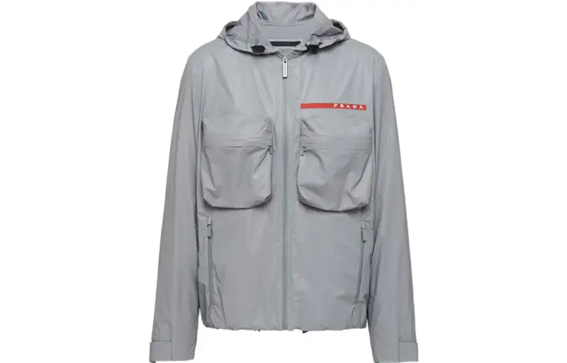 PRADA Jackets Men's Silver Hooded Thin Other