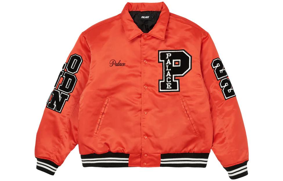Мужская куртка Palace FW22 SATIN Varsity Jacket (оранжевая)