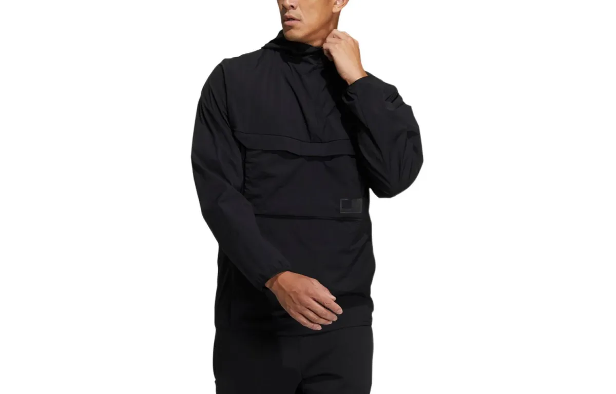 Adidas Jackets Men's Black Hooded Moderate Mock Two-Piece