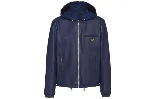 PRADA Jackets Men's Blue Hooded Moderate Other