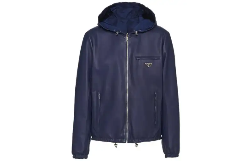 PRADA Jackets Men's Blue Hooded Moderate Other