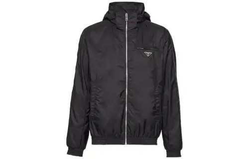 PRADA Jackets Men's Black Hooded Moderate Other