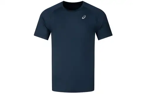 ASICS T Shirts Men's Dark Blue Crew Neck Moderate Straight Fit