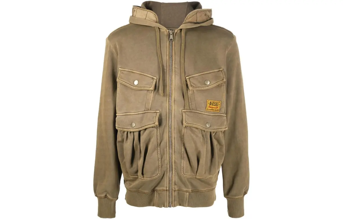 DIESEL Jackets Men's Brown Hooded Moderate