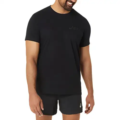 ASICS T Shirts Men's Black Crew Neck Moderate