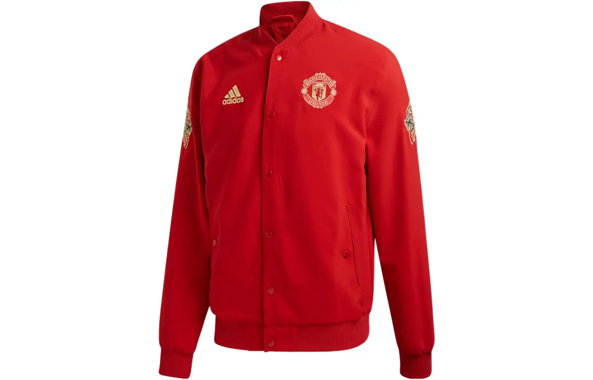 Adidas MUFC Jackets Men's Red Baseball Collar Moderate Other