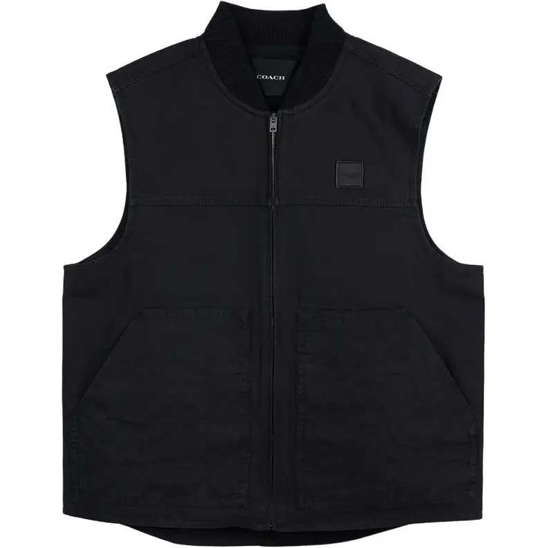 COACH Tank Tops Men's Black Baseball Collar Moderate Other