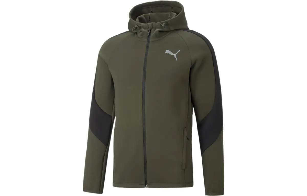 PUMA Jackets Men's Green Hooded (Non-detachable) Moderate Straight Fit