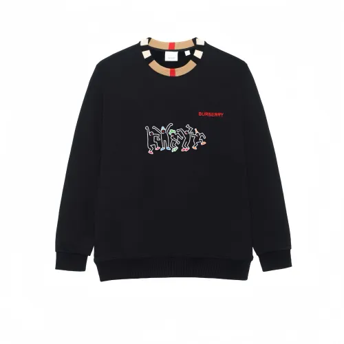 Burberry Multicolor Letter Embroidery Crew Neck Long Sleeved Sweatshirt Unisex Black
