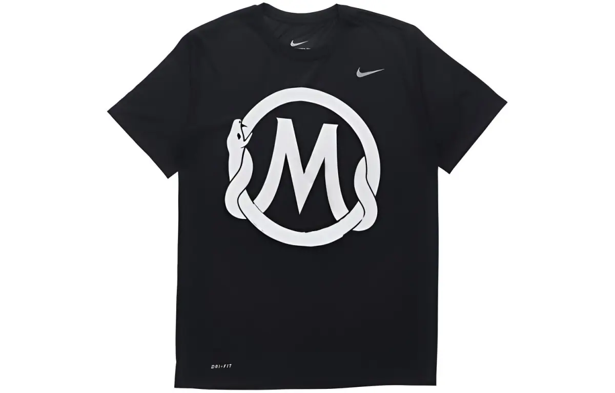 Nike T-Shirts Men's Black Crew Neck Moderate Straight Fit