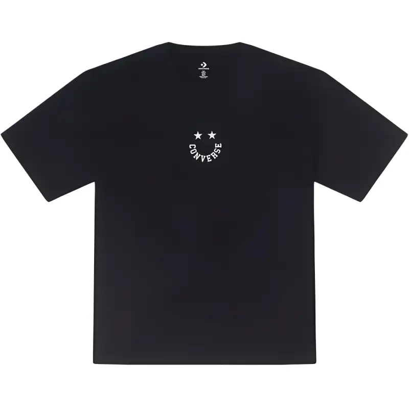 Converse T Shirts Men's Black Crew Neck Moderate Straight Fit