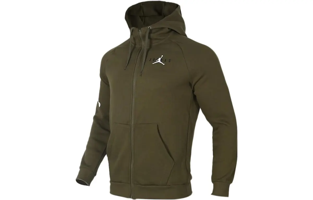 Jordan Jackets Men's Green Hooded (Non-detachable) Moderate Straight Fit