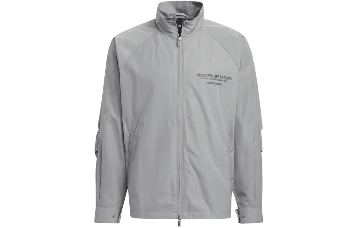 Adidas Jackets Men's Gray Stand Collar Moderate Other
