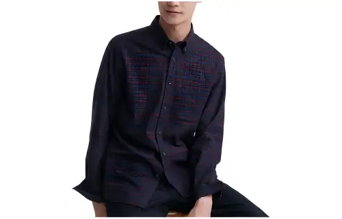 UNIQLO Shirts Unisex Burgundy Pointed Collar Moderate Other