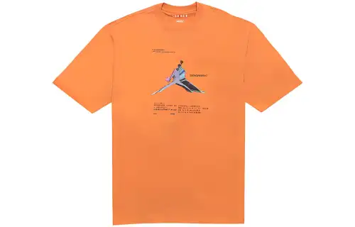 Jordan T Shirts Men's Orange Crew Neck Moderate Straight Fit