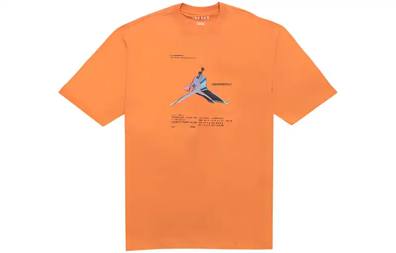 Jordan T Shirts Men's Orange Crew Neck Moderate Straight Fit