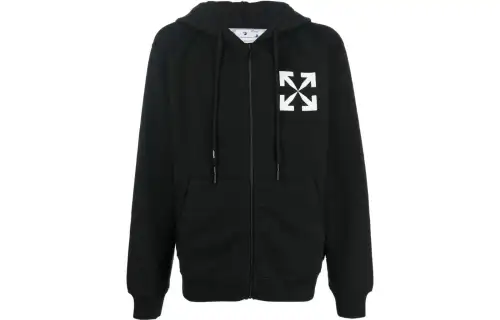 OFF WHITE Single Arrow Slim Fit Zip up Hoodie