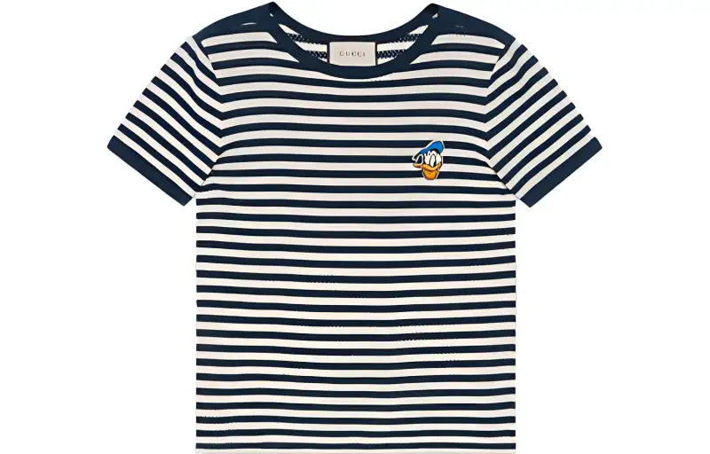 GUCCI T Shirts Unisex Dark Blue Crew Neck Moderate Straight Fit