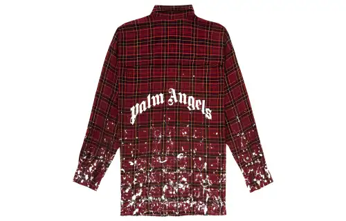 Palm Angels paint splatter-print check shirt