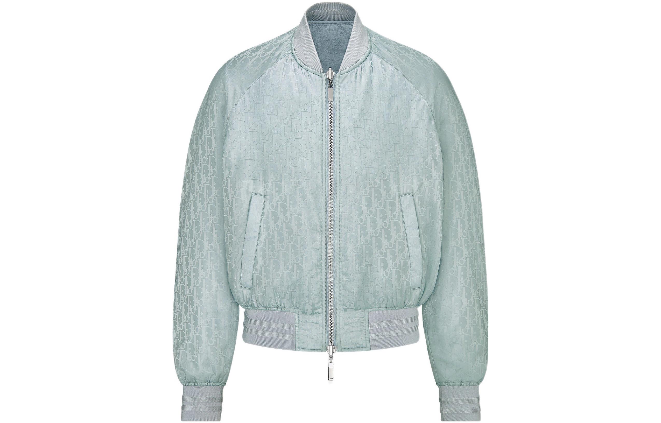 DIOR Dior x Travis Scott DIOR quarterly new product Travis scott joint series Logo printed casual reversible bomber jacket men's gray